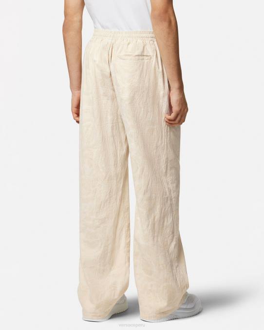 Versace ropa hombres pantalones de cambray con silueta barroca 6BPV1442 beige