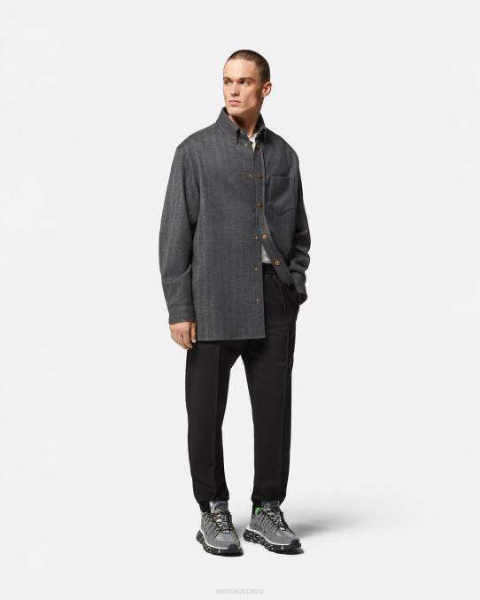 Versace ropa hombres pantalones jogger de mezcla de mohair 6BPV1450 negro