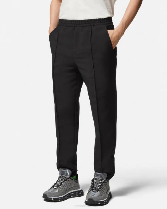 Versace ropa hombres pantalones jogger de mezcla de mohair 6BPV1450 negro