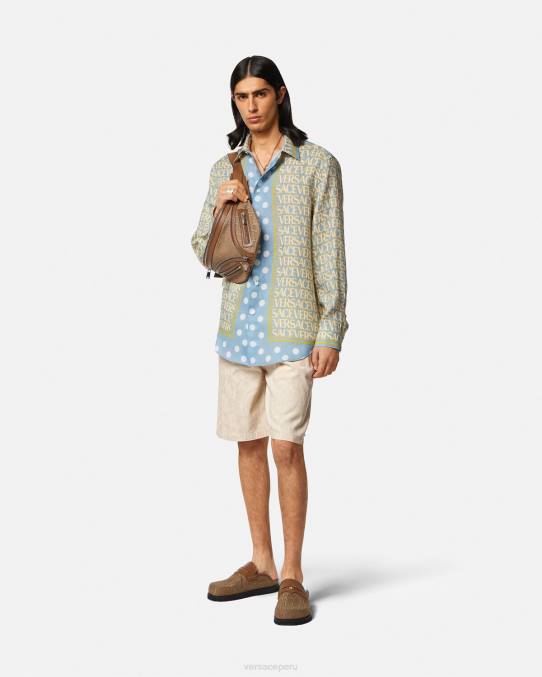 Versace ropa hombres shorts de cambray con silueta barroca 6BPV1441 beige