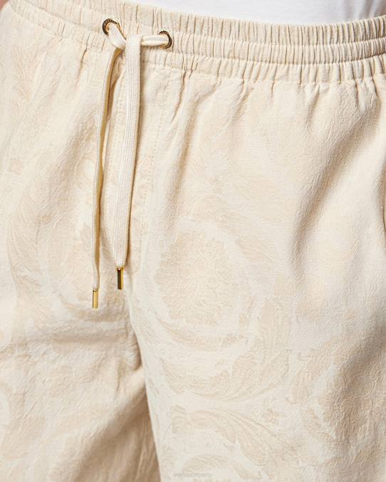 Versace ropa hombres shorts de cambray con silueta barroca 6BPV1441 beige
