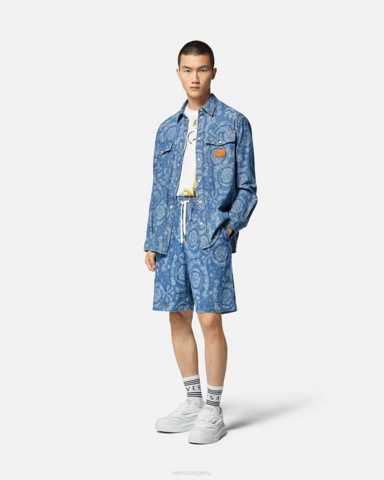 Versace ropa hombres shorts de mezclilla con silueta barroca 6BPV1449 Plano