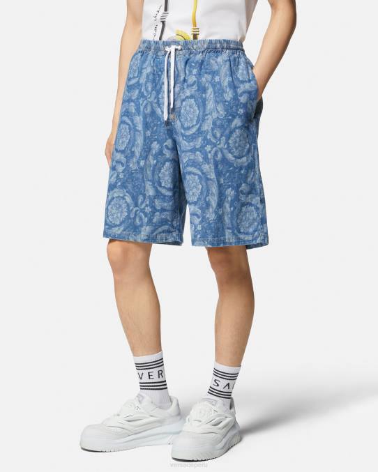 Versace ropa hombres shorts de mezclilla con silueta barroca 6BPV1449 Plano