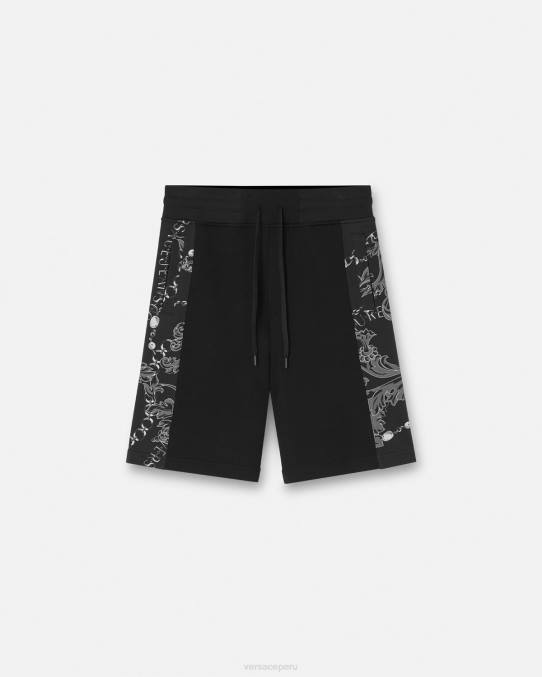 Versace ropa hombres shorts deportivos con cadena de alta costura 6BPV2441 negro