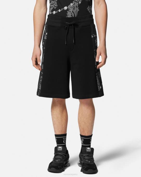 Versace ropa hombres shorts deportivos con cadena de alta costura 6BPV2441 negro