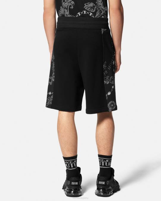 Versace ropa hombres shorts deportivos con cadena de alta costura 6BPV2441 negro