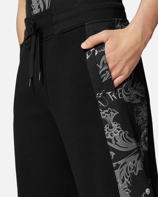 Versace ropa hombres shorts deportivos con cadena de alta costura 6BPV2441 negro