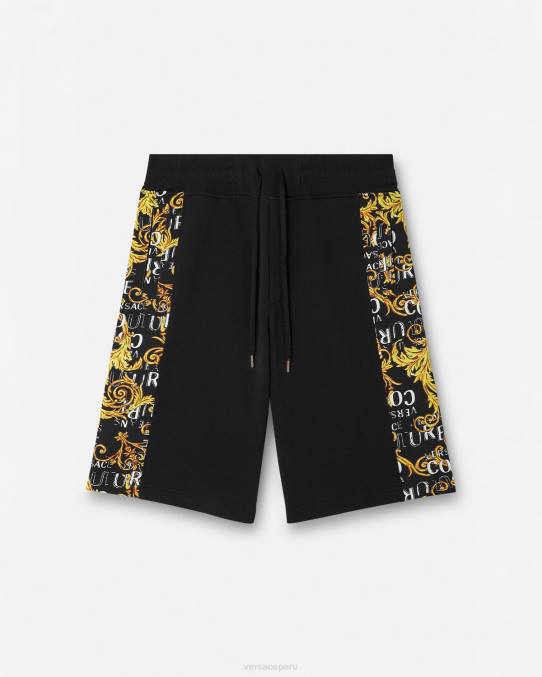Versace ropa hombres shorts deportivos de alta costura con logo 6BPV2422 oro negro