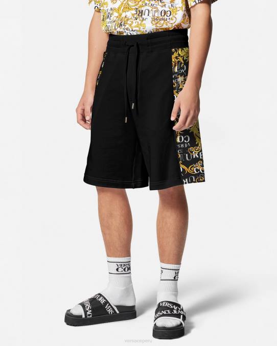 Versace ropa hombres shorts deportivos de alta costura con logo 6BPV2422 oro negro