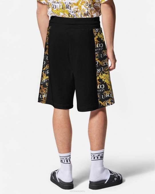 Versace ropa hombres shorts deportivos de alta costura con logo 6BPV2422 oro negro