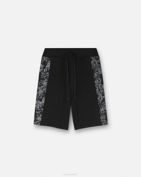 Versace ropa hombres shorts deportivos de alta costura con logo 6BPV2423 negro