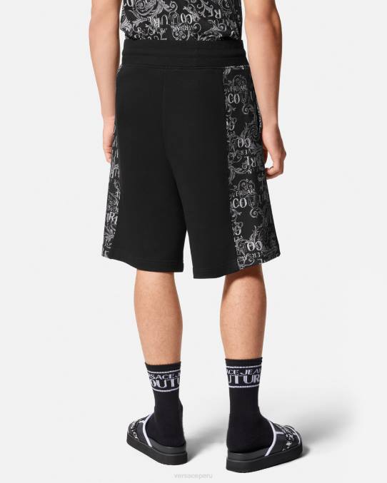 Versace ropa hombres shorts deportivos de alta costura con logo 6BPV2423 negro