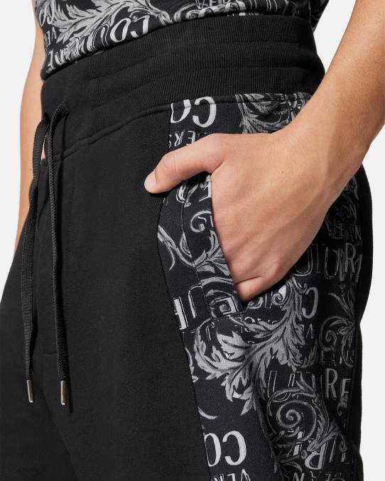 Versace ropa hombres shorts deportivos de alta costura con logo 6BPV2423 negro