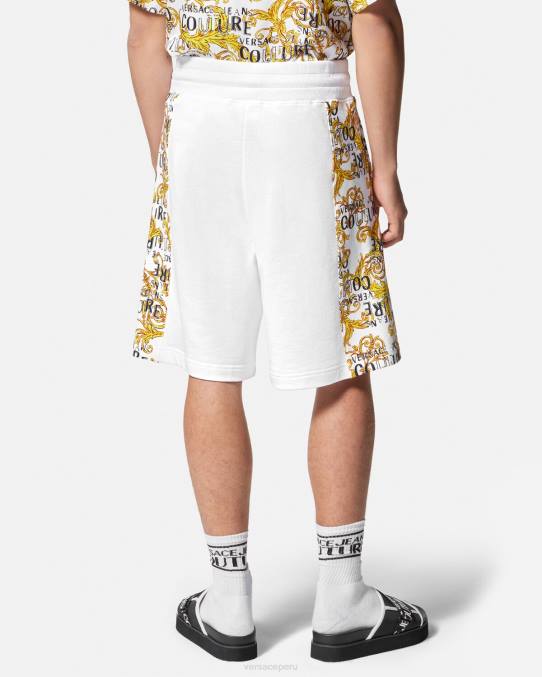 Versace ropa hombres shorts deportivos de alta costura con logo 6BPV2424 oro y blanco