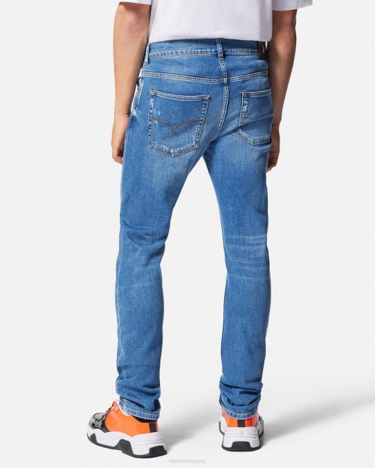 Versace ropa hombres vaqueros ajustados 6BPV2419 azul