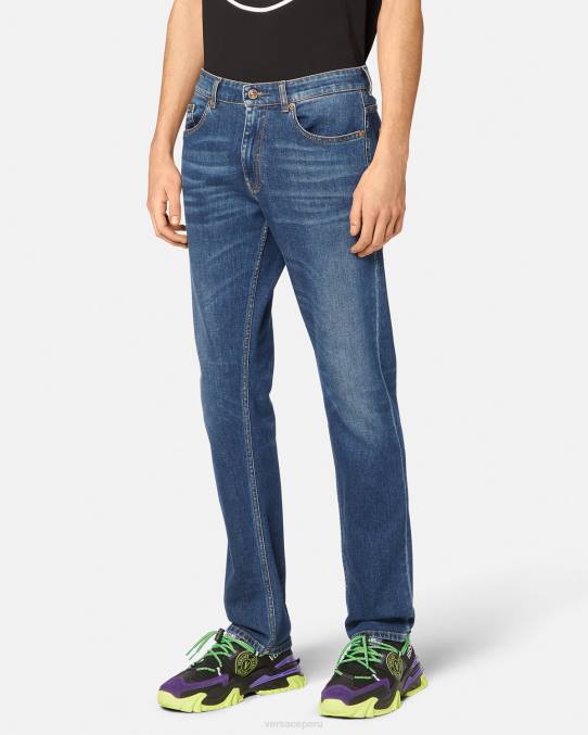 Versace ropa hombres vaqueros con emblema en V 6BPV2383 azul