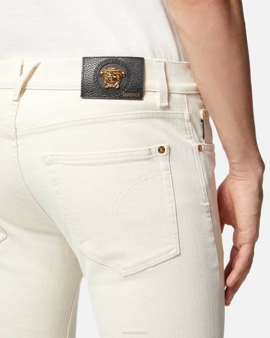 Versace ropa hombres vaqueros slim con medusa 6BPV1451 blanco