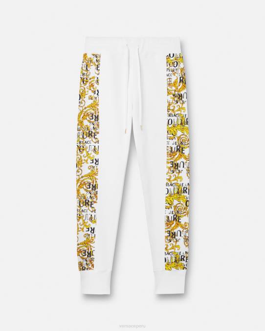Versace ropa hombres pantalones deportivos de alta costura con logo 6BPV2425 oro y blanco