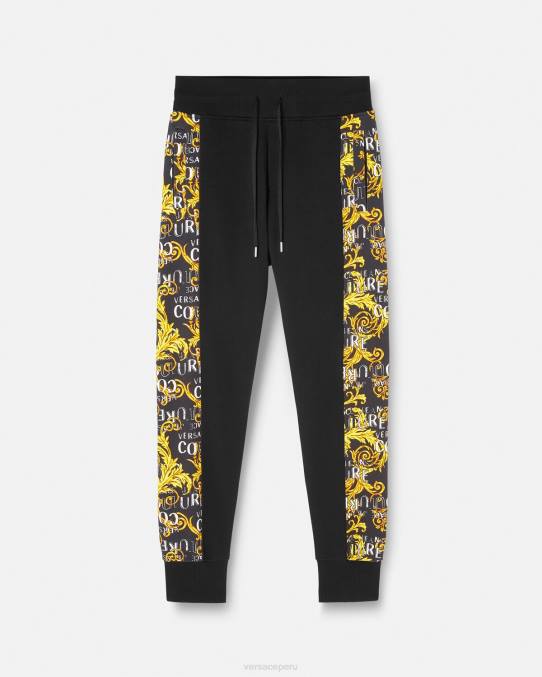 Versace ropa hombres pantalones deportivos de alta costura con logo 6BPV2427 oro negro