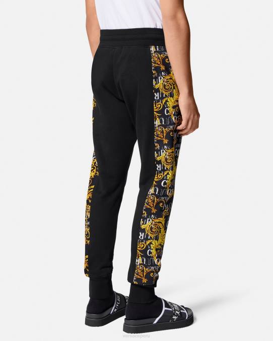 Versace ropa hombres pantalones deportivos de alta costura con logo 6BPV2427 oro negro
