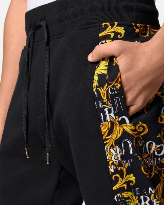 Versace ropa hombres pantalones deportivos de alta costura con logo 6BPV2427 oro negro