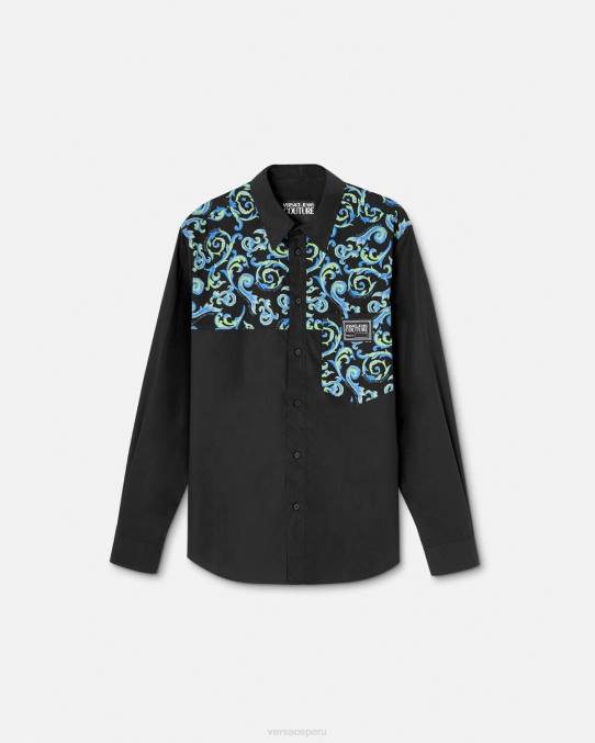 Versace ropa hombres boceto de camisa de alta costura 6BPV2375 blanco negro