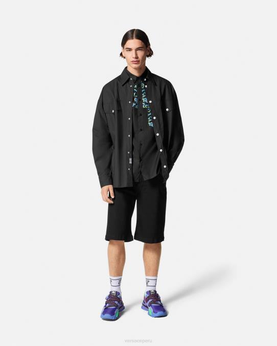 Versace ropa hombres boceto de camisa de alta costura 6BPV2375 blanco negro