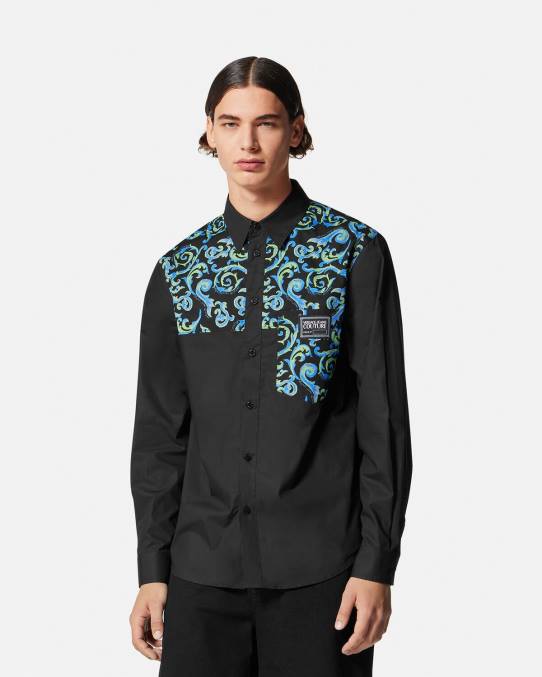 Versace ropa hombres boceto de camisa de alta costura 6BPV2375 blanco negro