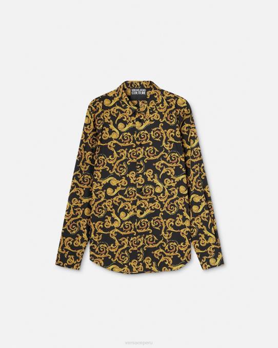 Versace ropa hombres boceto de camisa de alta costura 6BPV2376 oro negro