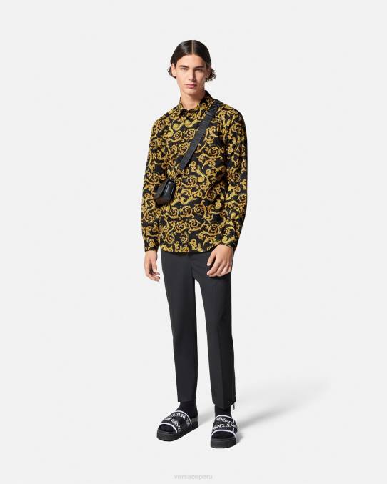 Versace ropa hombres boceto de camisa de alta costura 6BPV2376 oro negro