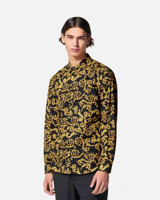 Versace ropa hombres boceto de camisa de alta costura 6BPV2376 oro negro