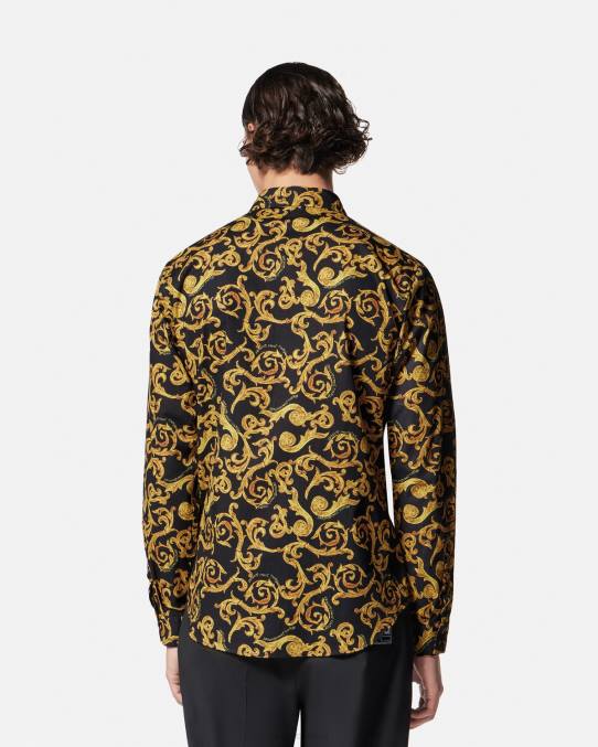 Versace ropa hombres boceto de camisa de alta costura 6BPV2376 oro negro