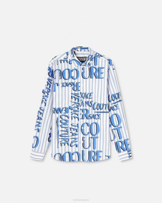 Versace ropa hombres camisa con logo y garabato 6BPV2374 blanco