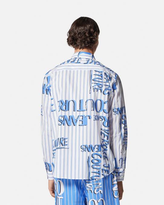 Versace ropa hombres camisa con logo y garabato 6BPV2374 blanco