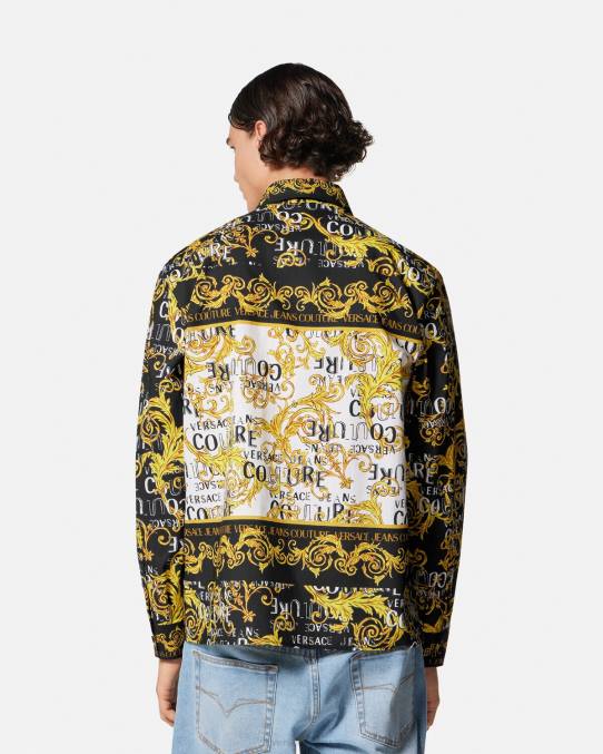 Versace ropa hombres camisa de alta costura con logo 6BPV2393 oro negro