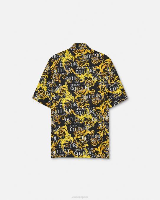 Versace ropa hombres camisa de alta costura con logo 6BPV2394 oro negro