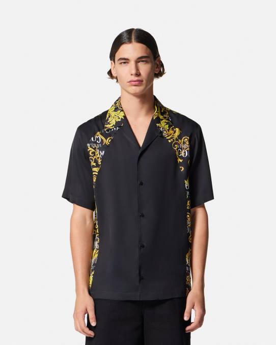 Versace ropa hombres camisa de alta costura con logo 6BPV2395 oro negro