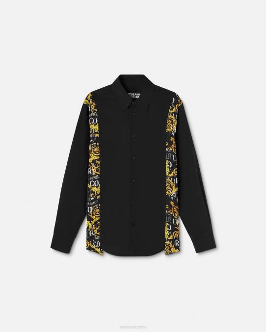 Versace ropa hombres camisa de alta costura con logo 6BPV2397 negro