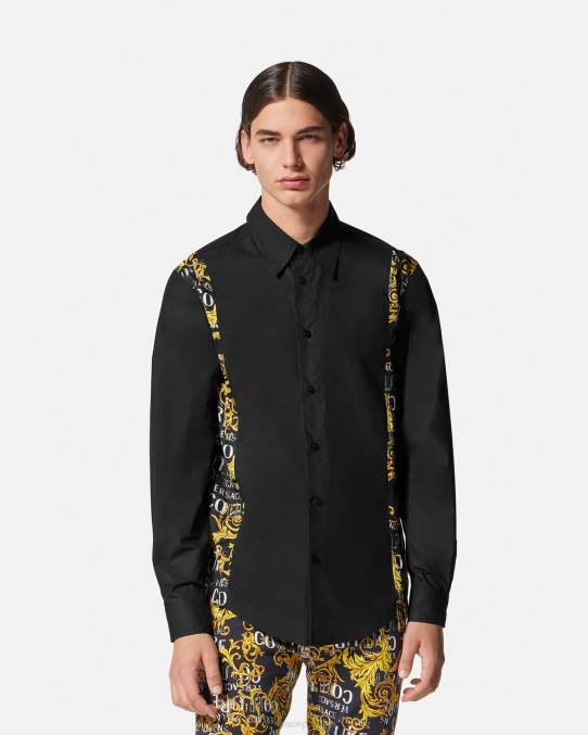 Versace ropa hombres camisa de alta costura con logo 6BPV2397 negro