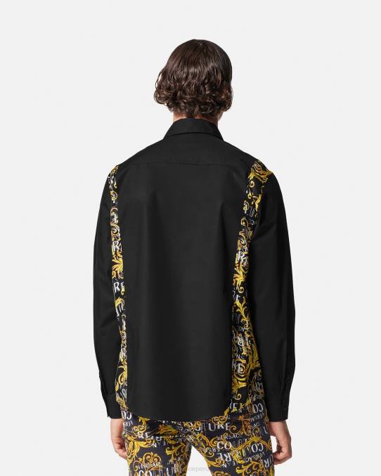 Versace ropa hombres camisa de alta costura con logo 6BPV2397 negro