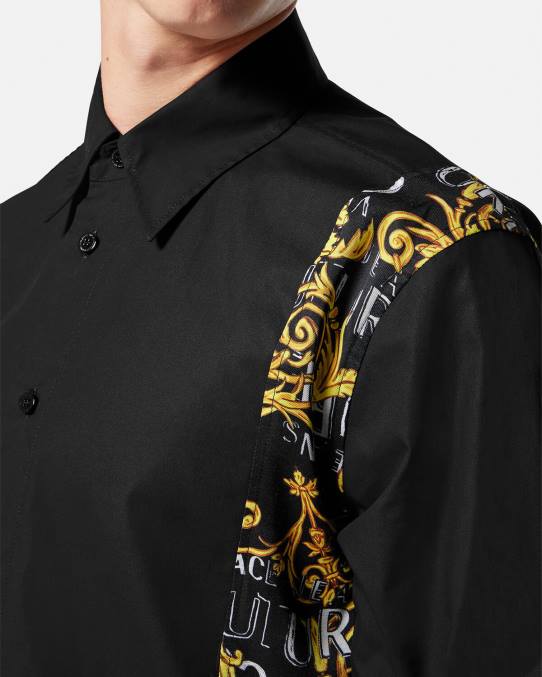 Versace ropa hombres camisa de alta costura con logo 6BPV2397 negro