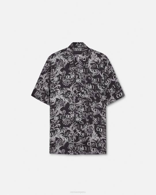 Versace ropa hombres camisa de alta costura con logo 6BPV2398 negro y estampado