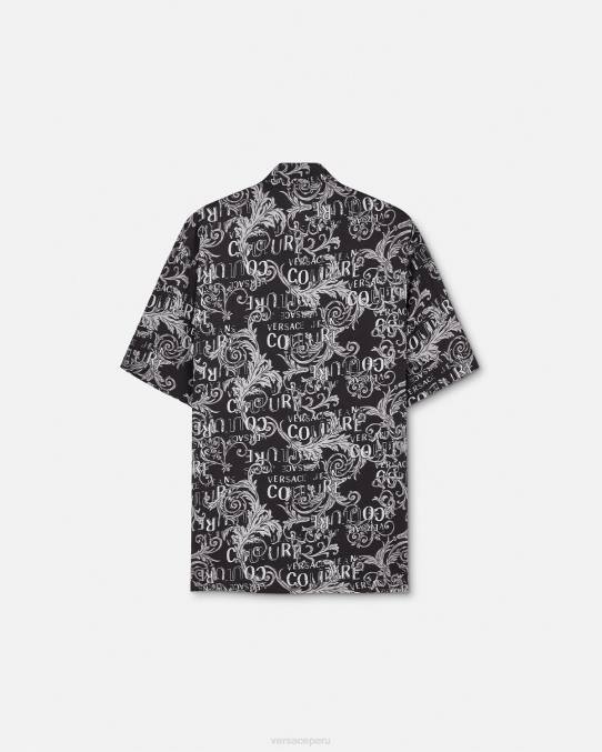 Versace ropa hombres camisa de alta costura con logo 6BPV2398 negro y estampado