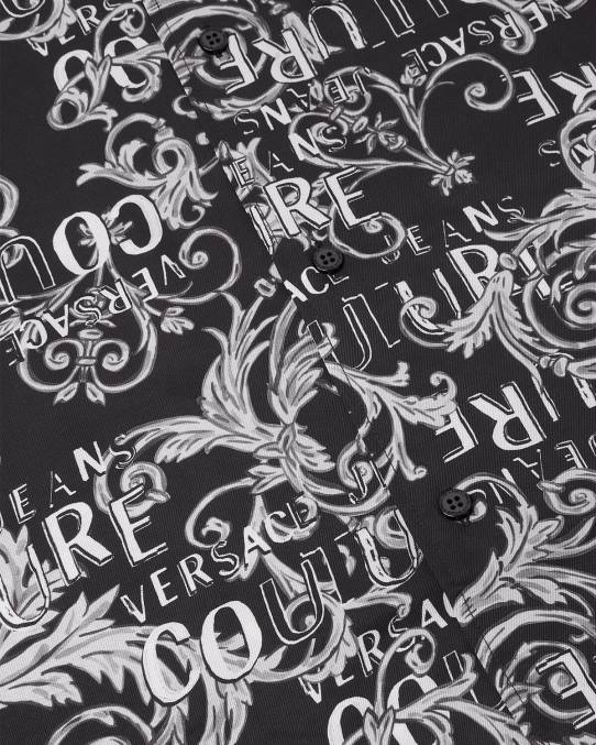Versace ropa hombres camisa de alta costura con logo 6BPV2398 negro y estampado