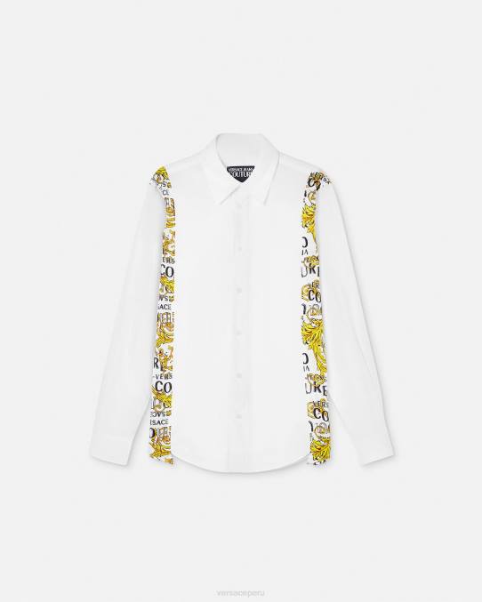 Versace ropa hombres camisa de alta costura con logo 6BPV2399 blanco