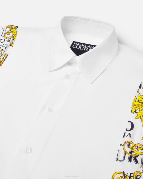 Versace ropa hombres camisa de alta costura con logo 6BPV2399 blanco
