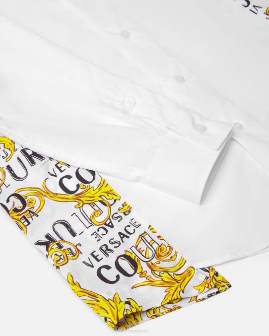 Versace ropa hombres camisa de alta costura con logo 6BPV2399 blanco
