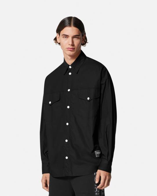 Versace ropa hombres camiseta con logo y número de pieza 6BPV2401 negro