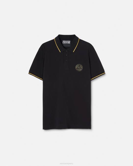 Versace ropa hombres playera tipo polo con emblema en V 6BPV2363 oro negro