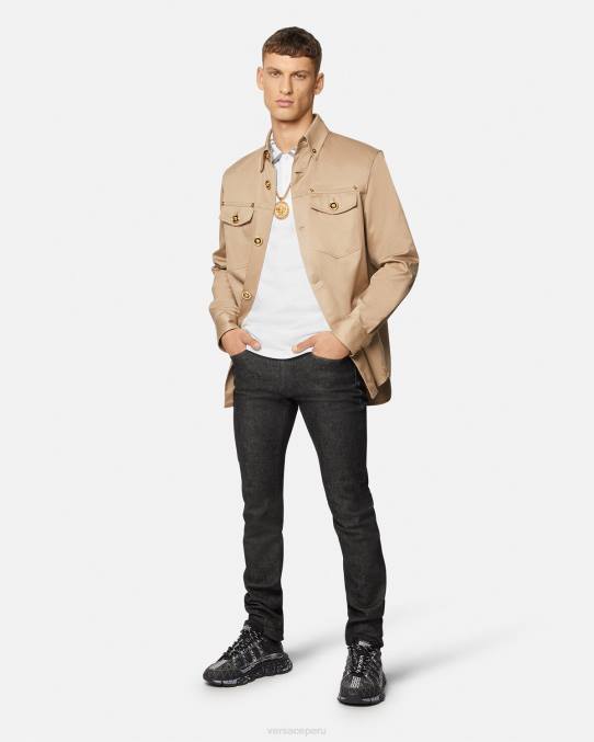 Versace ropa hombres playera tipo polo con greca 6BPV1376 blanco